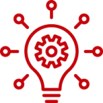 A light bulb with a gear inside