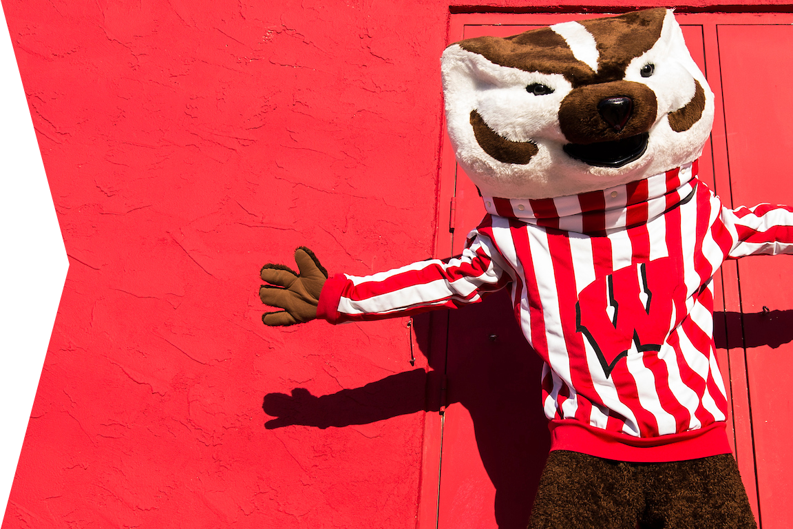 Bucky Badger answering questions
