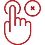 Line art image of hand pressing one of two buttons