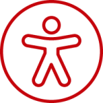 Line art image of a person in a circle