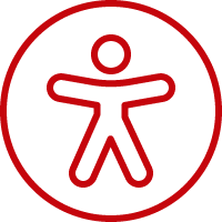 Line art image of a person in a circle